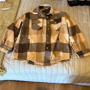 Plaid Brown and Tan Jacket